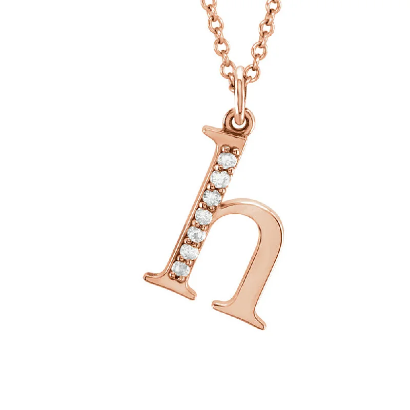 Ladies necklaces with lace agate -The Abbey 14k Rose Gold Diamond Lower Case Initial 'h' Necklace 16 In