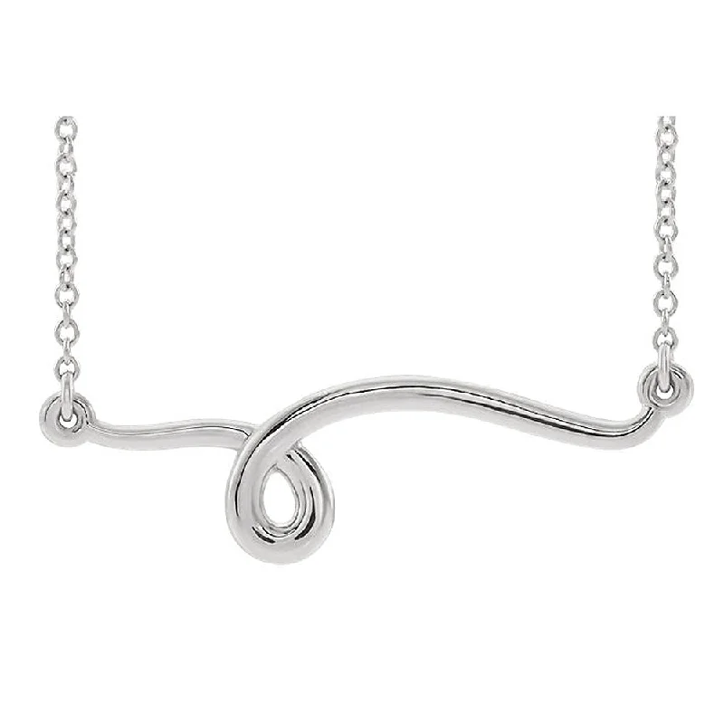 Ladies necklaces enduring charm -14k White Gold Freeform Loop Bar Necklace, 16 or 18 Inch